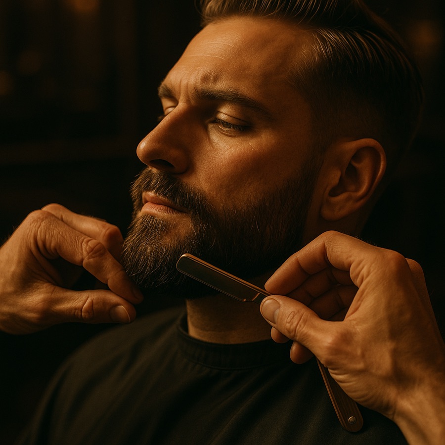 Perfilado de barba a navaja